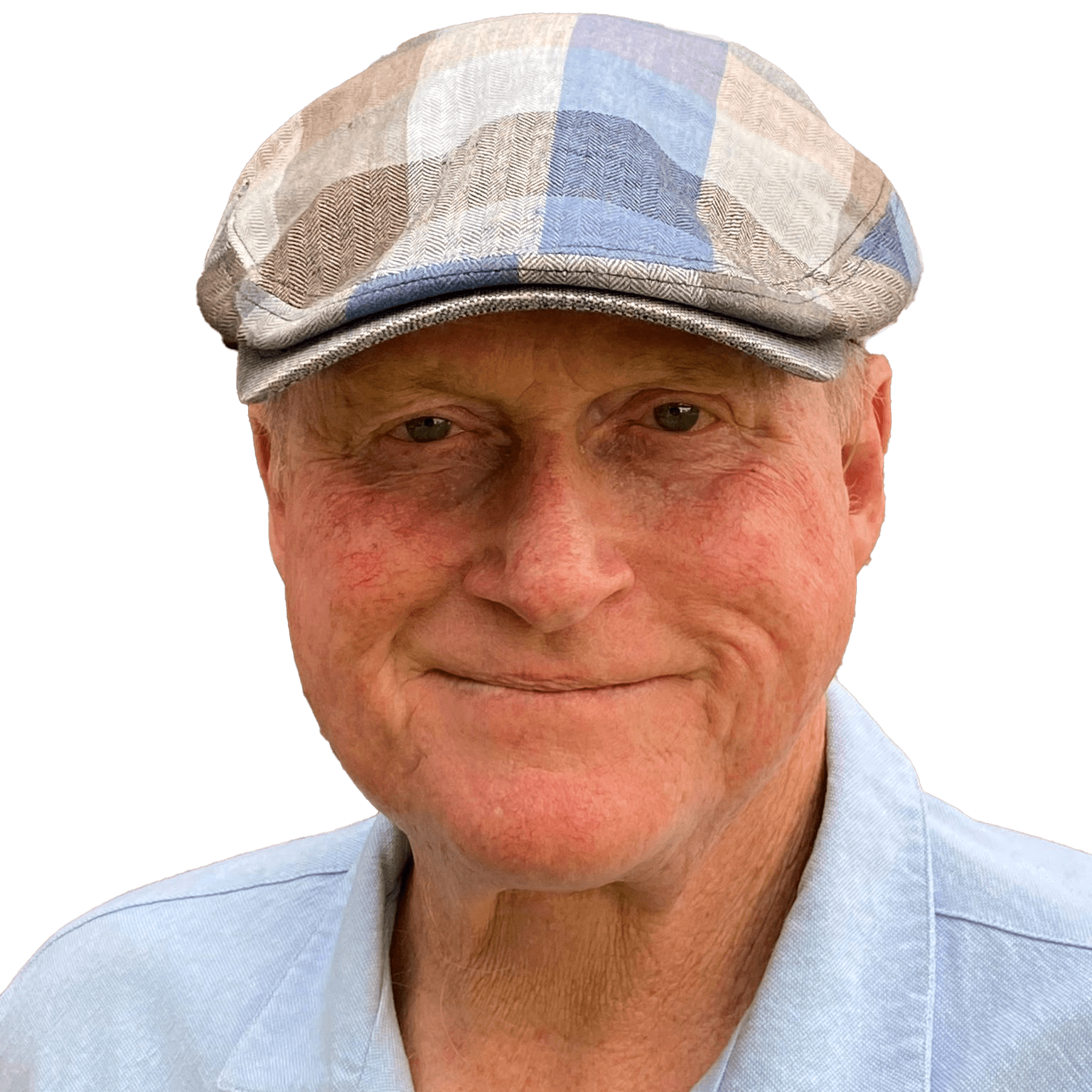 Portrait of Michael Lynch, CV Editor and Writer for the Australia Support Desk, wearing a patterned cap and light blue shirt. professional CV services 