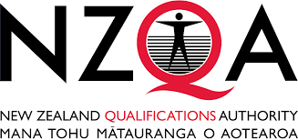 Logo of the New Zealand Qualifications Authority (NZQA) featuring bold black letters 'NZQA' and a red circular emblem with a human figure inside.