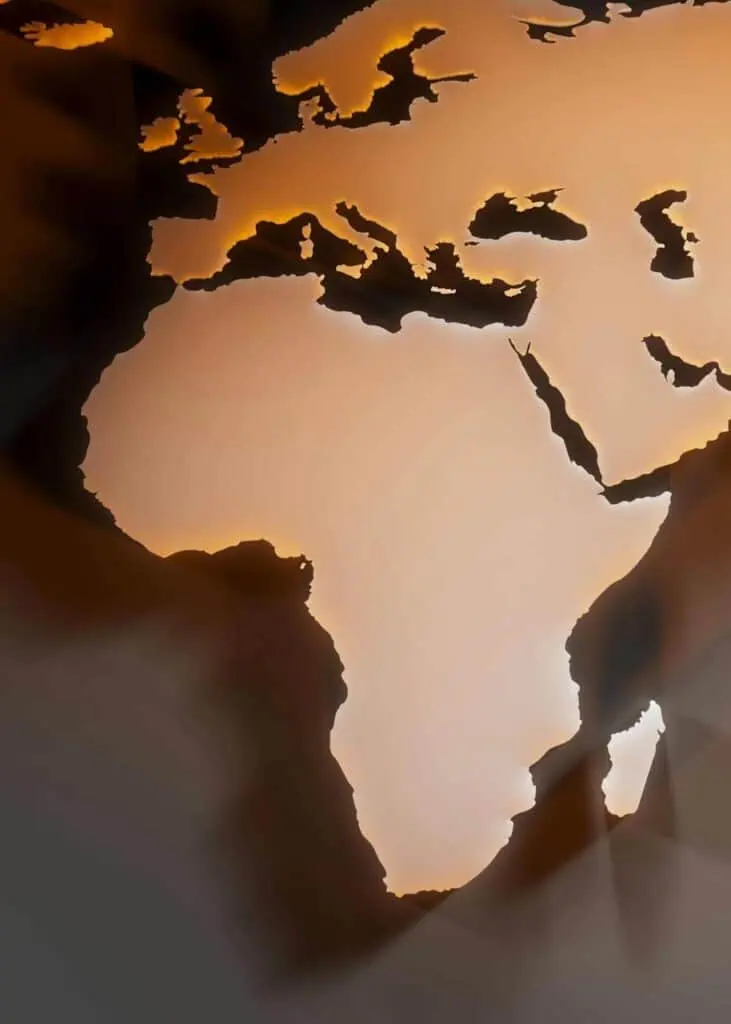 Map of Africa highlighting career opportunities and job market growth across the continent.