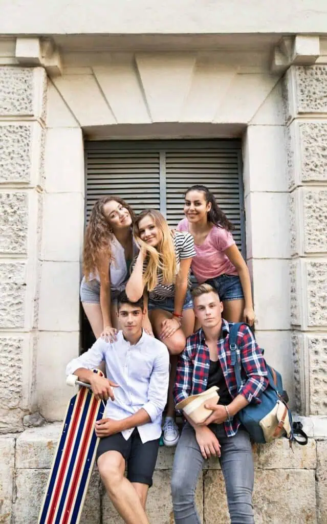 Group of international students hanging out together while studying abroad