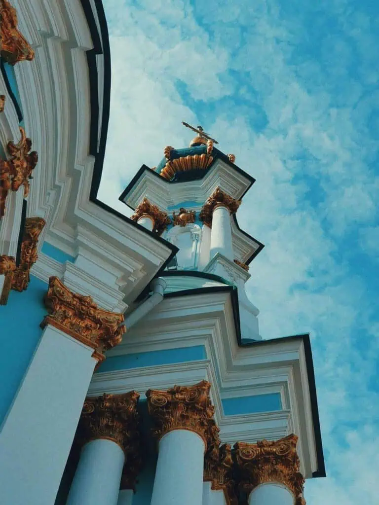 Stunning architecture in Eastern Europe of St. Andrew’s Church in Kyiv, Ukraine, symbolizing culture, resilience, and career growth with CV4Students.