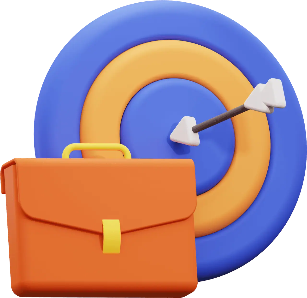 career target icon with briefcase and arrow hitting bullseye