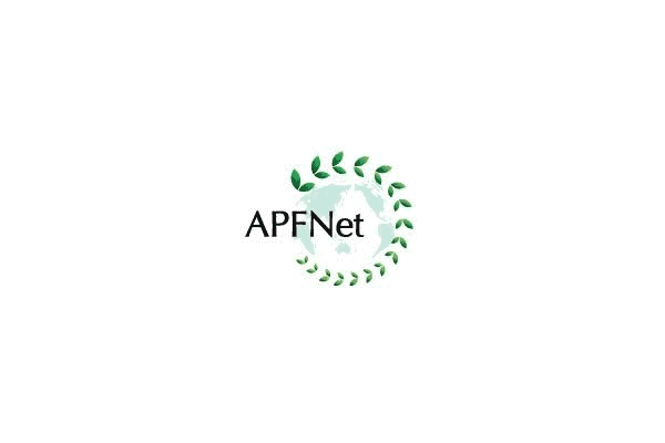 apfnet asia pacific forestry network logo with green leaf circle and globe
