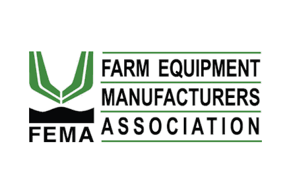 farm equipment manufacturers association FEMA logo with green implement icon
