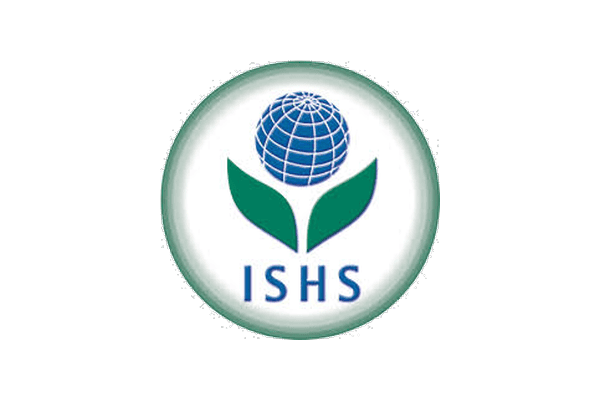 ISHS logo with globe and green leaves symbolizing global horticultural science