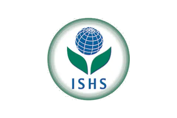 ISHS logo with globe and green leaves symbolizing global horticultural science