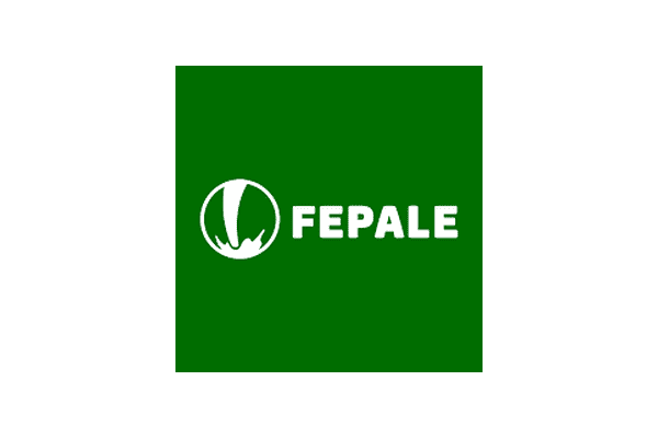 FEPALE logo with abstract milk splash icon on green background