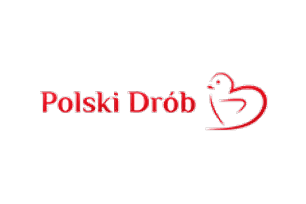 Polish Poultry Association logo featuring red outlined chicken and text "Polski Drób"