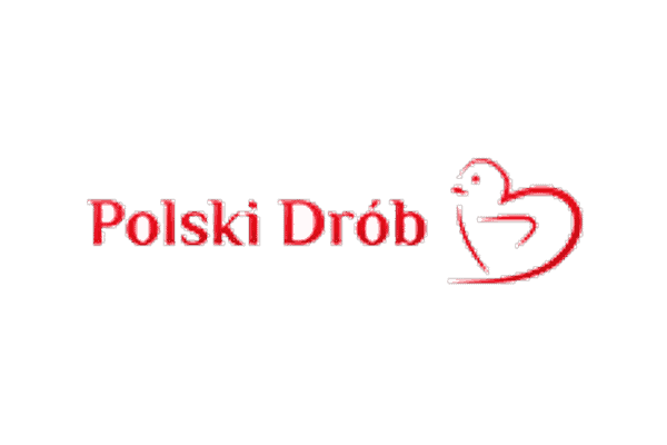 Polish Poultry Association logo featuring red outlined chicken and text "Polski Drób"