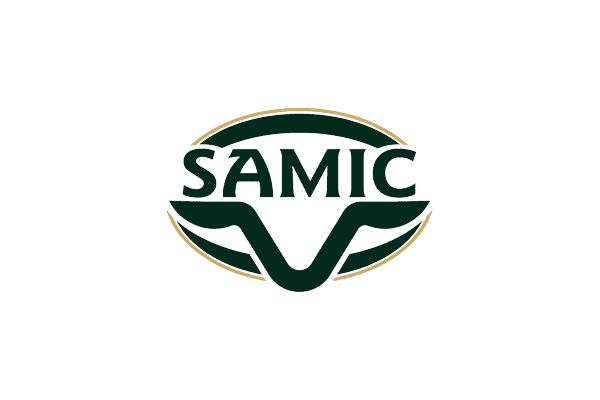 SAMIC logo featuring stylized cattle head design and bold green typography