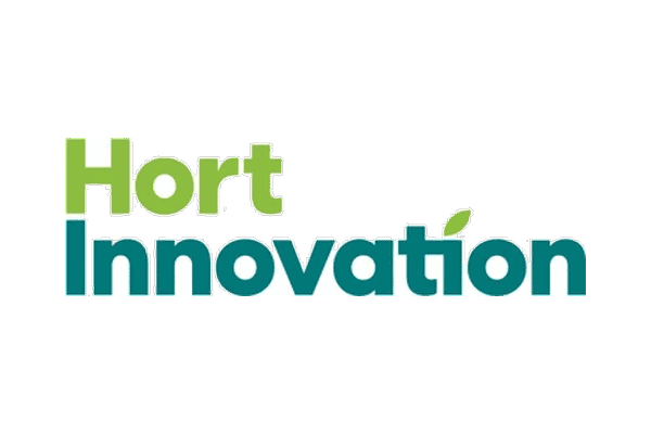 Hort Innovation logo with green and teal text and leaf design representing horticultural research and development