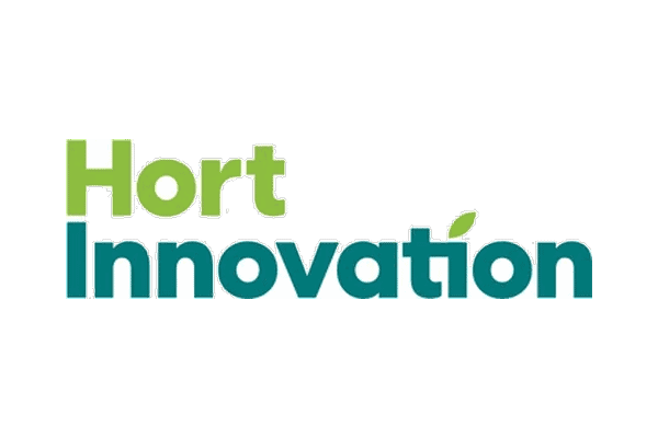 Hort Innovation logo with green and teal text and leaf design representing horticultural research and development